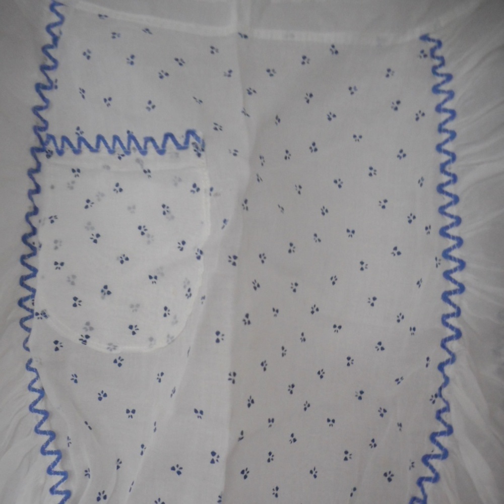 Vintage sheer blue white Half Apron bows - Picture 2 of 4
